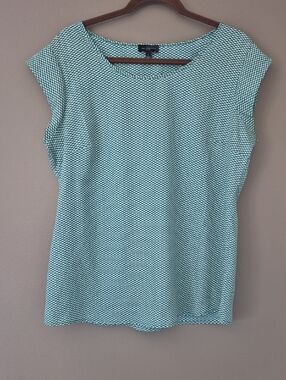 THE LIMITED | Green and White Cap Sleeve Blouse